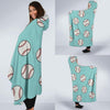 Softball Pattern Print Hooded Blanket-grizzshop