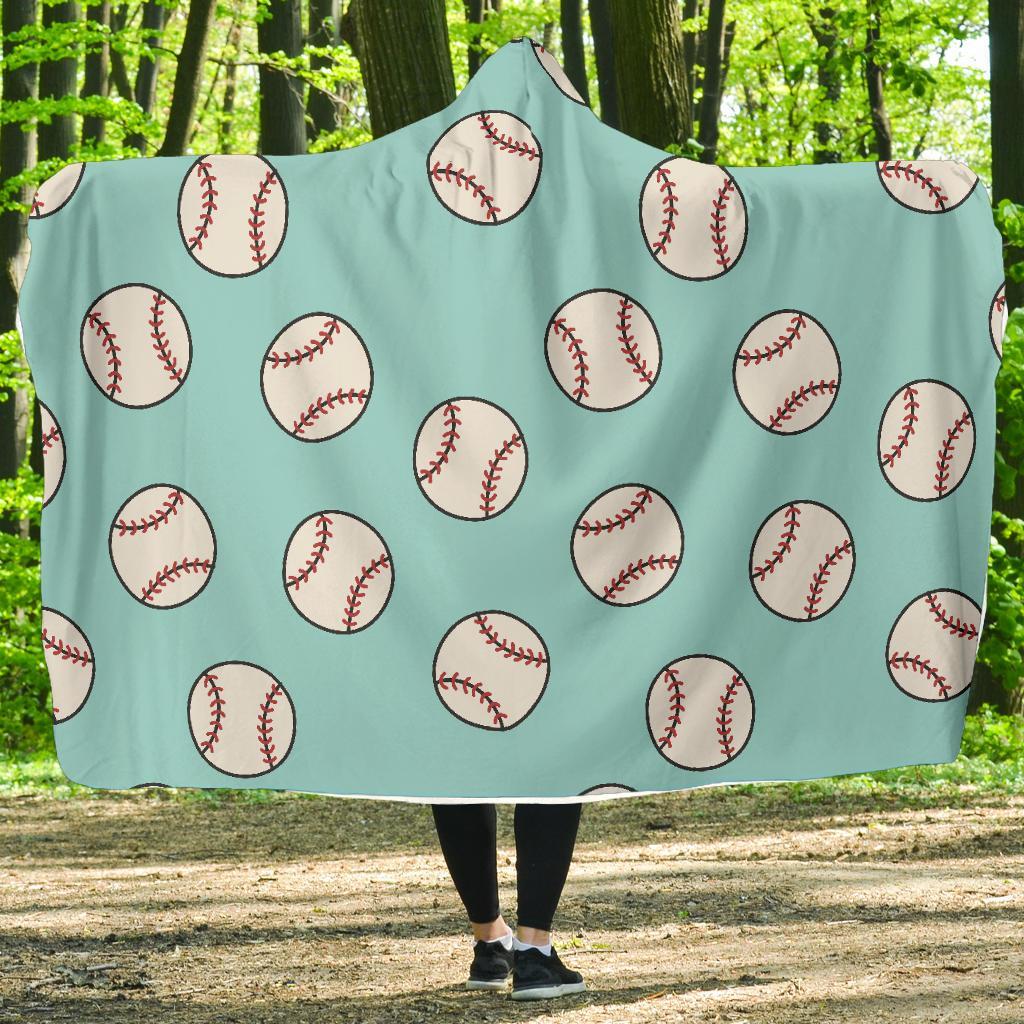 Softball Pattern Print Hooded Blanket-grizzshop