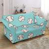 Softball Pattern Print Loveseat Cover-grizzshop