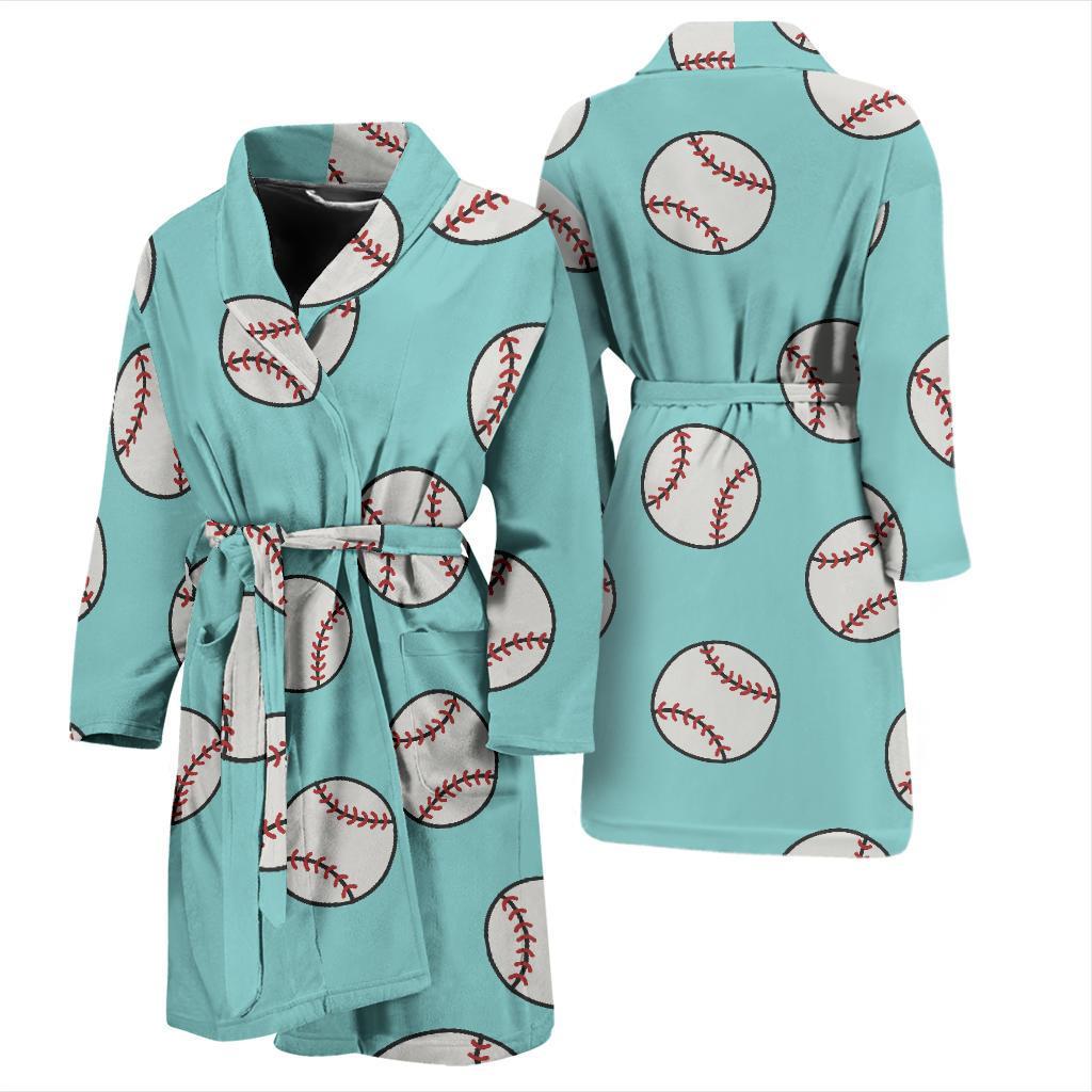 Softball Pattern Print Men Long Robe-grizzshop