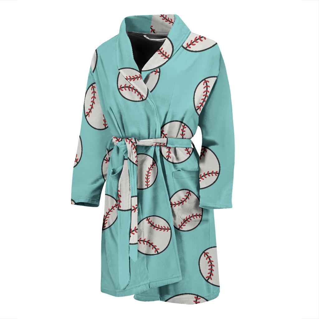 Softball Pattern Print Men Long Robe-grizzshop