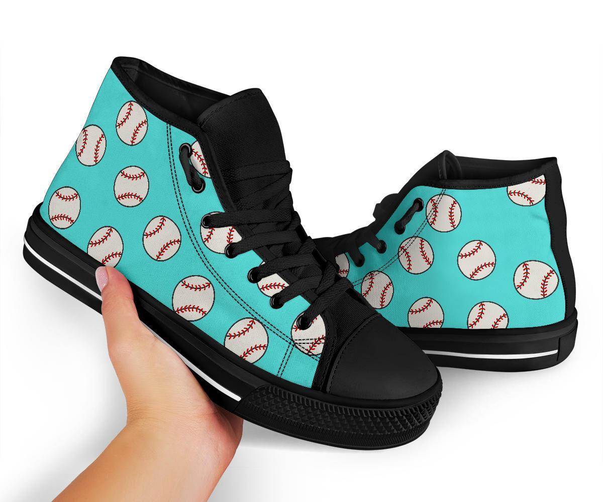 Softball Pattern Print Men Women's High Top Shoes-grizzshop
