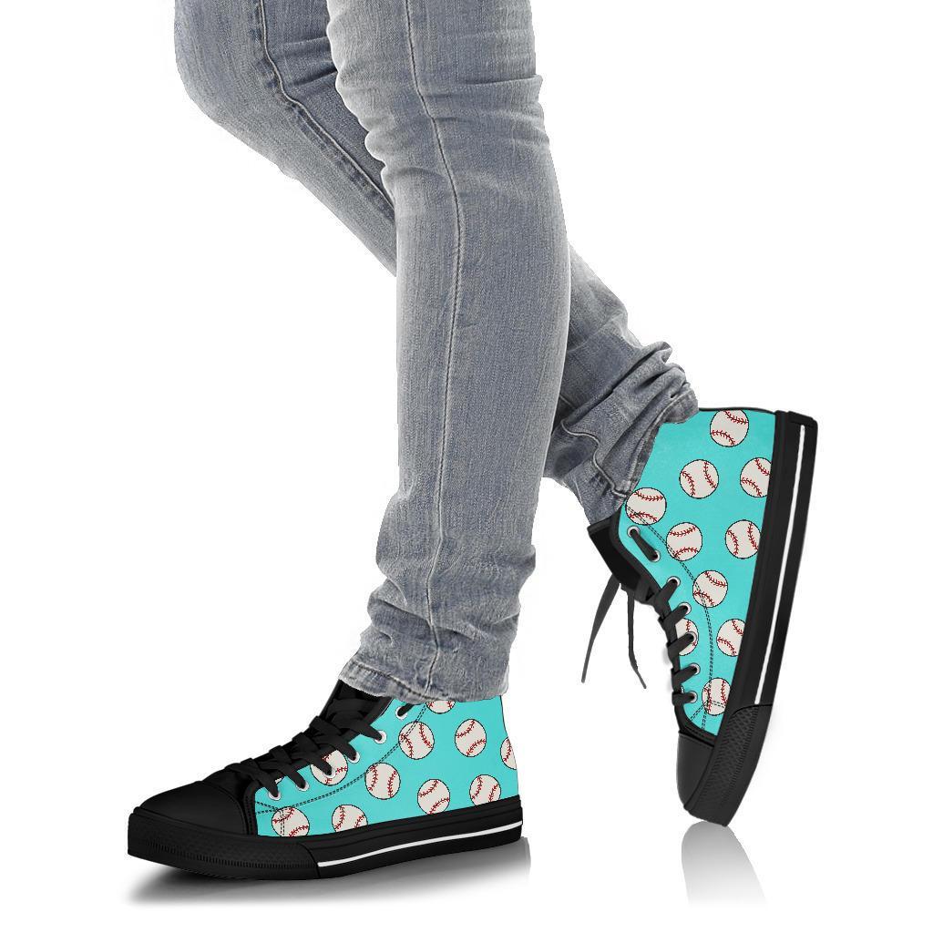 Softball Pattern Print Men Women's High Top Shoes-grizzshop