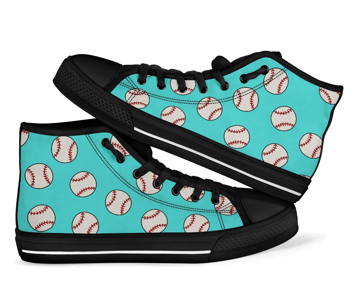 Softball Pattern Print Men Women's High Top Shoes-grizzshop