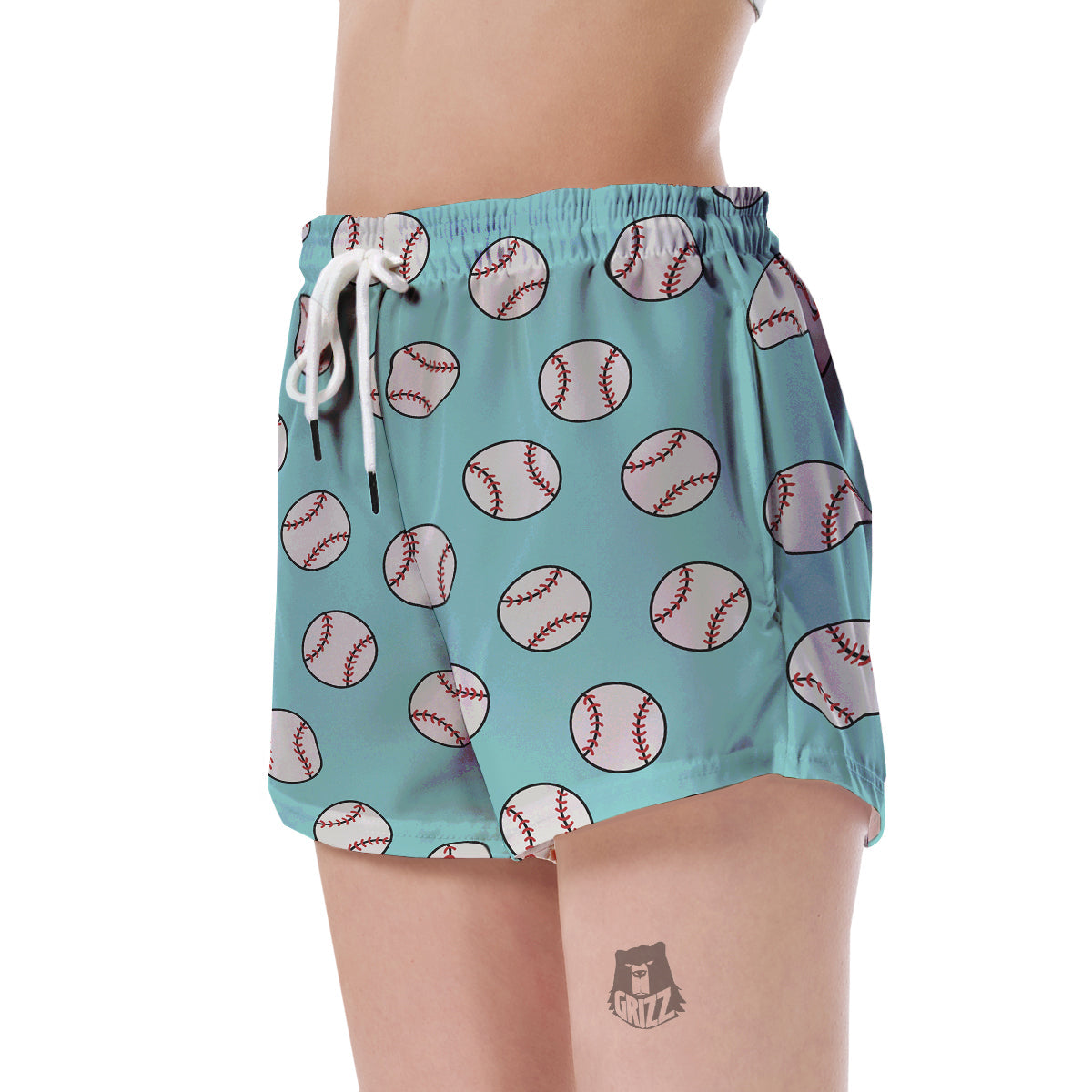 Softball Pattern Print Women's Shorts-grizzshop