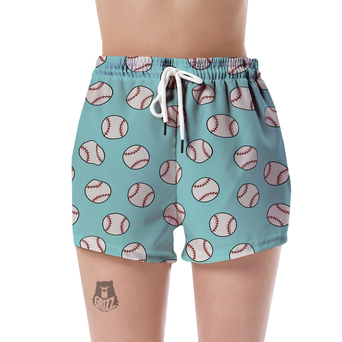 Softball Pattern Print Women's Shorts-grizzshop