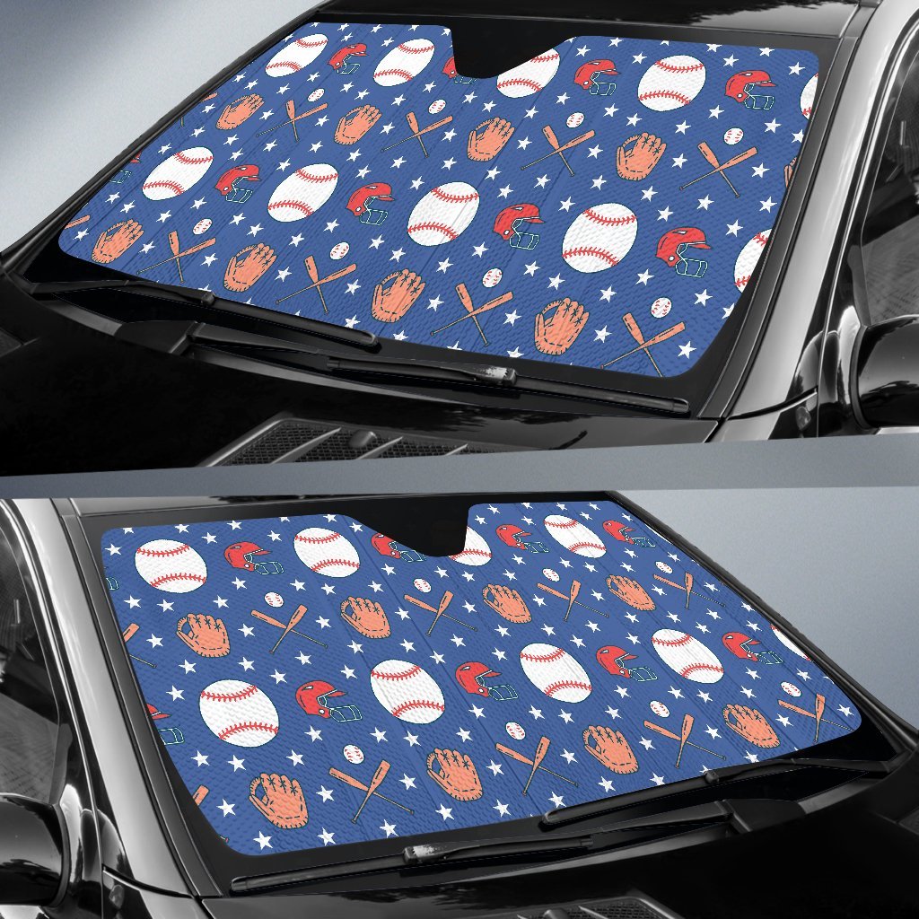 Softball Print Pattern Car Sun Shade-grizzshop