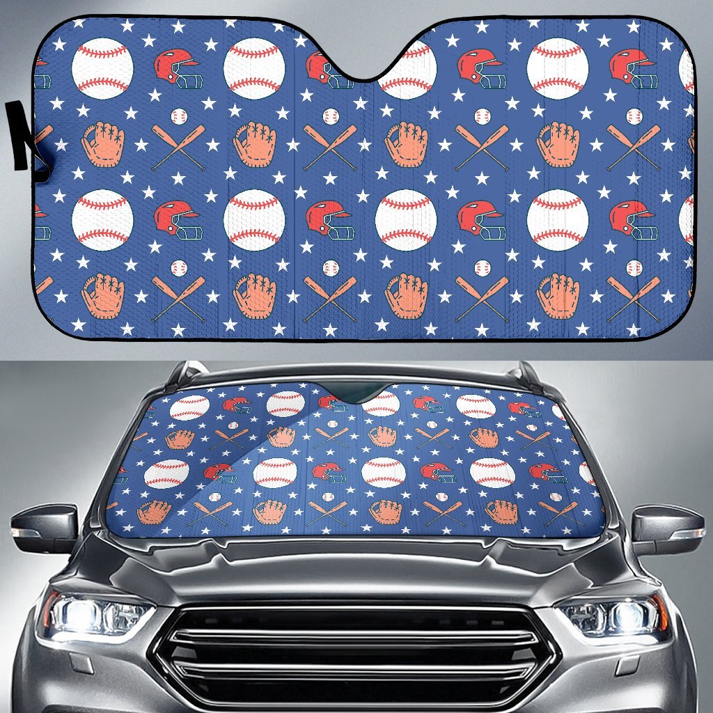 Softball Print Pattern Car Sun Shade-grizzshop