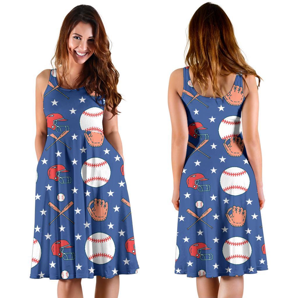 Softball Print Pattern Dress-grizzshop