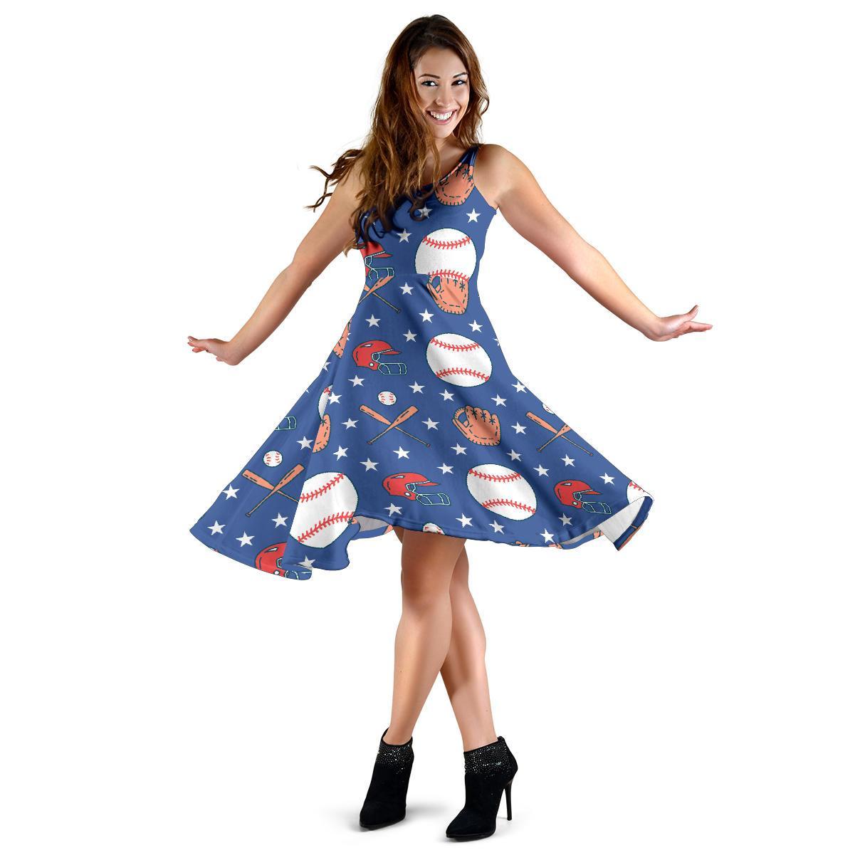 Softball Print Pattern Dress-grizzshop