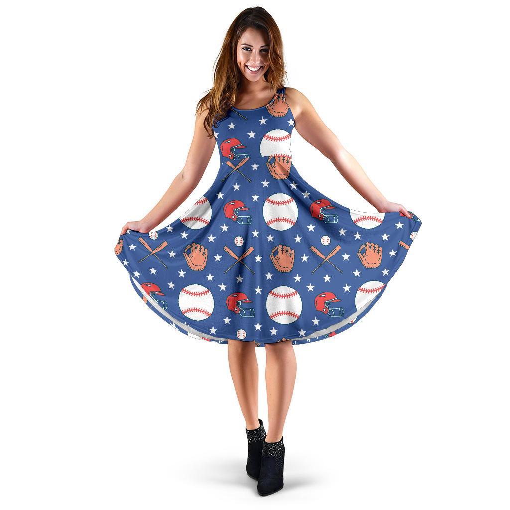 Softball Print Pattern Dress-grizzshop