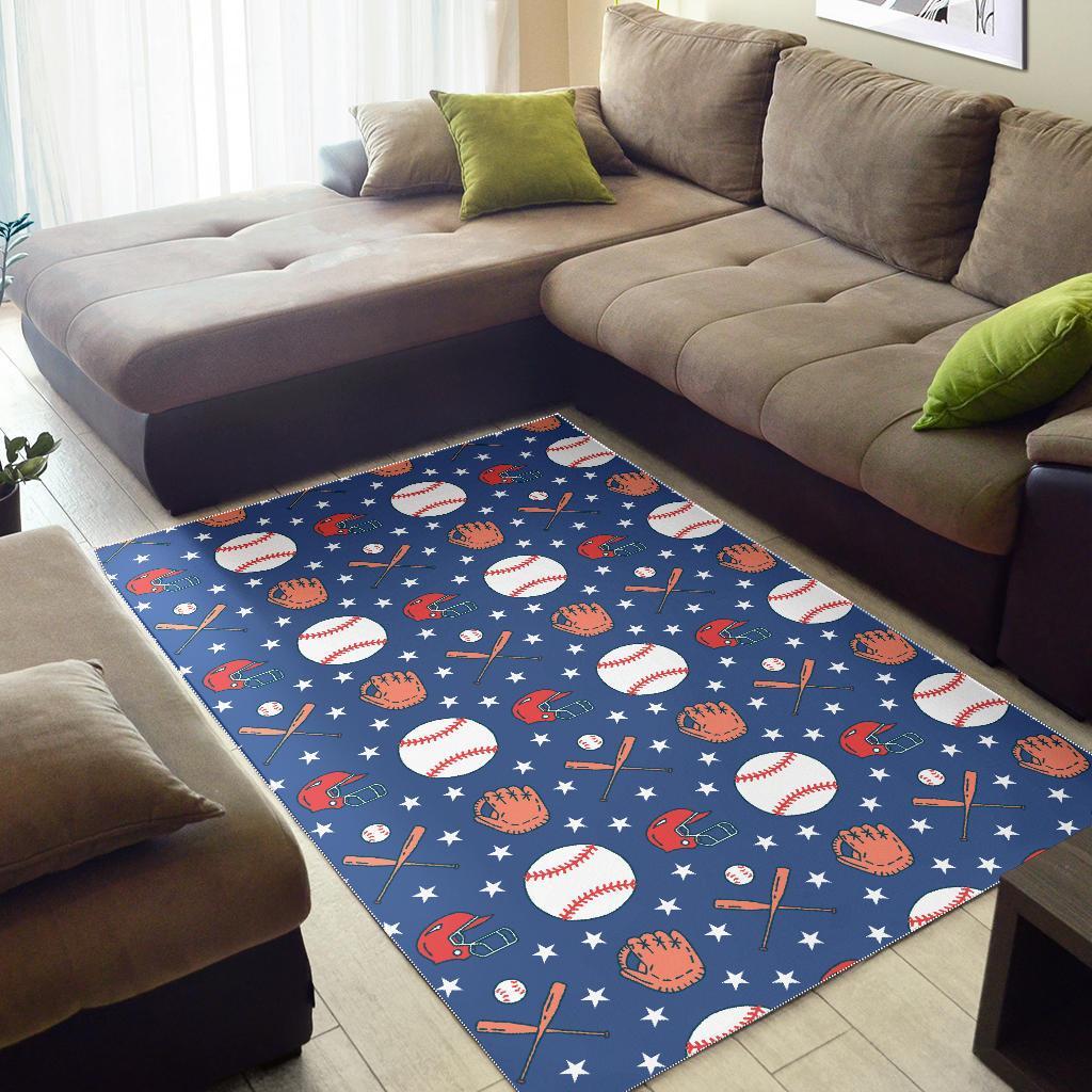 Softball Print Pattern Floor Mat-grizzshop