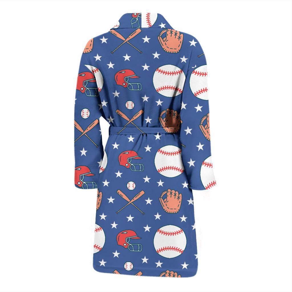 Softball Print Pattern Men Long Robe-grizzshop