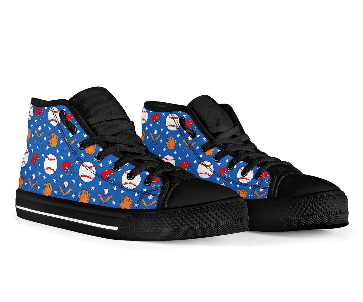 Softball Print Pattern Men Women's High Top Shoes-grizzshop