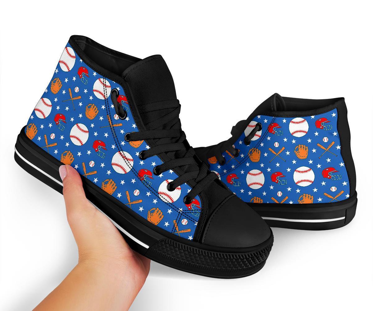 Softball Print Pattern Men Women's High Top Shoes-grizzshop