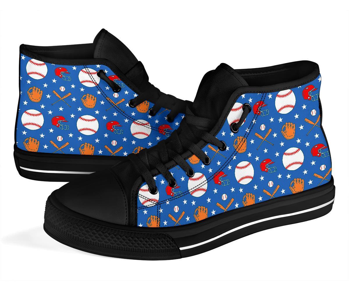 Softball Print Pattern Men Women's High Top Shoes-grizzshop