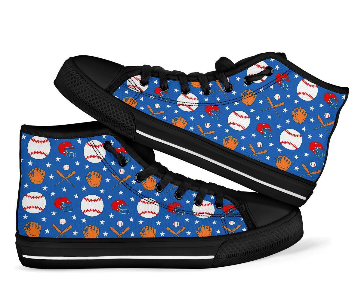 Softball Print Pattern Men Women's High Top Shoes-grizzshop