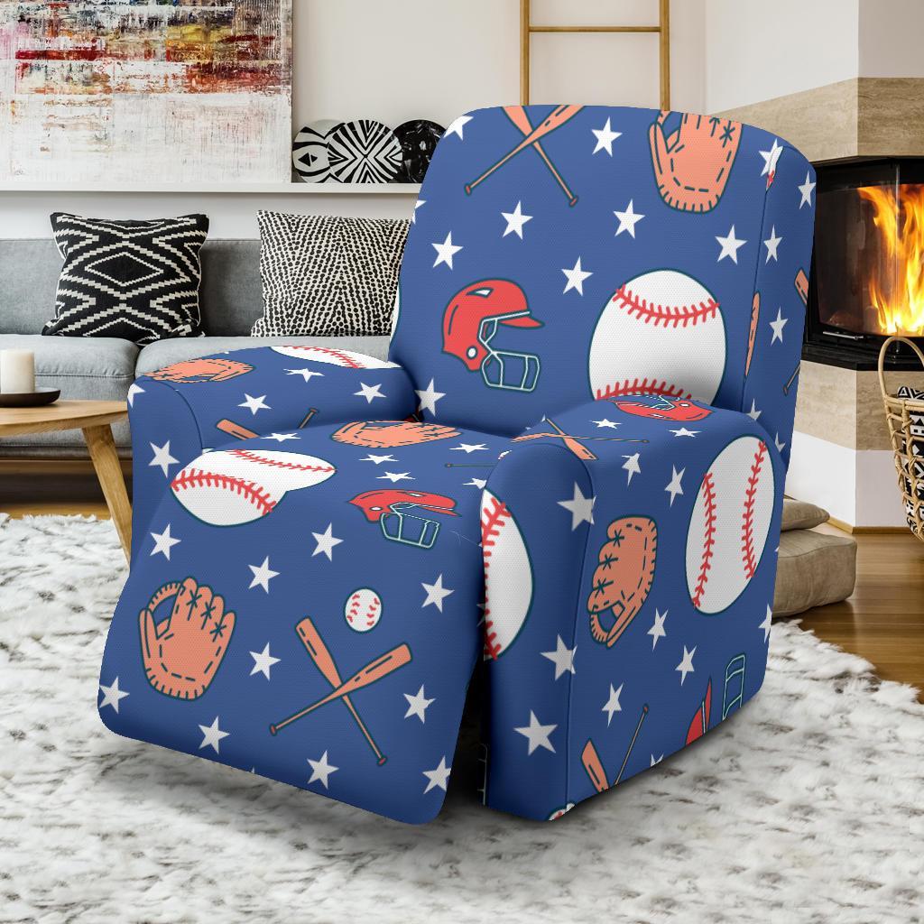 Softball Print Pattern Recliner Cover-grizzshop