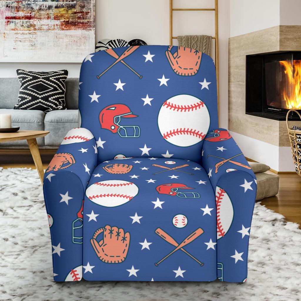 Softball Print Pattern Recliner Cover-grizzshop