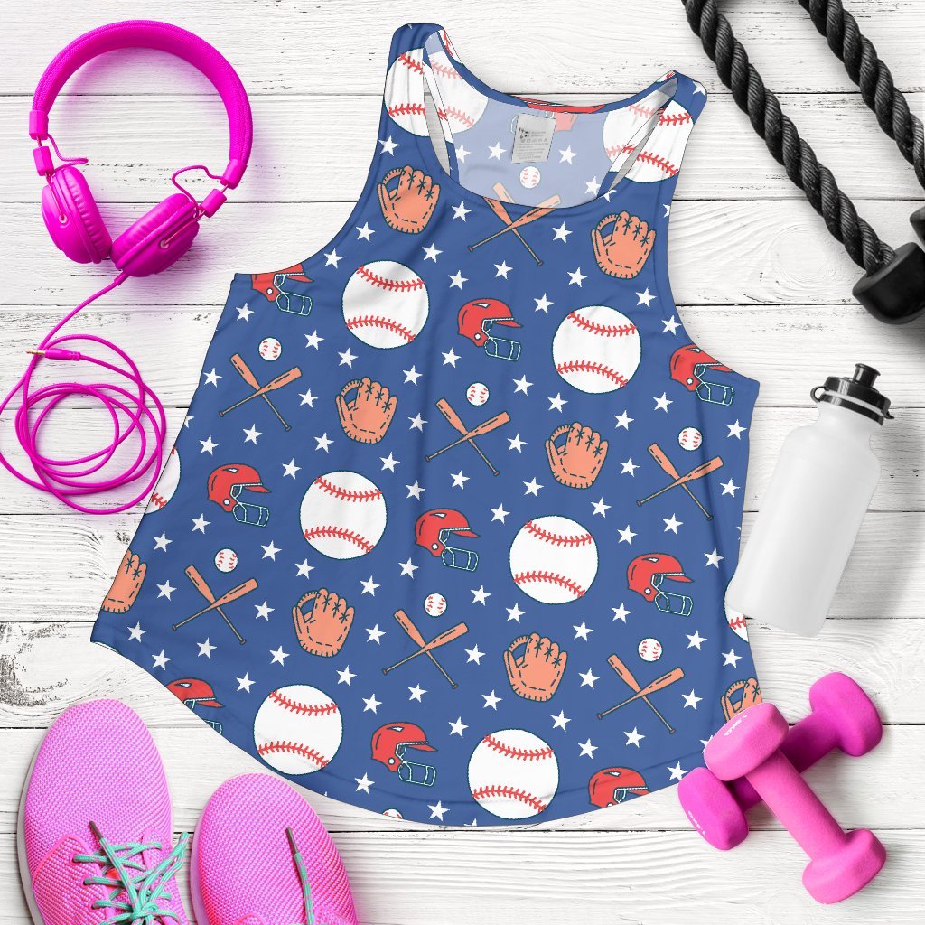Softball Print Pattern Women's Racerback Tank Tops-grizzshop