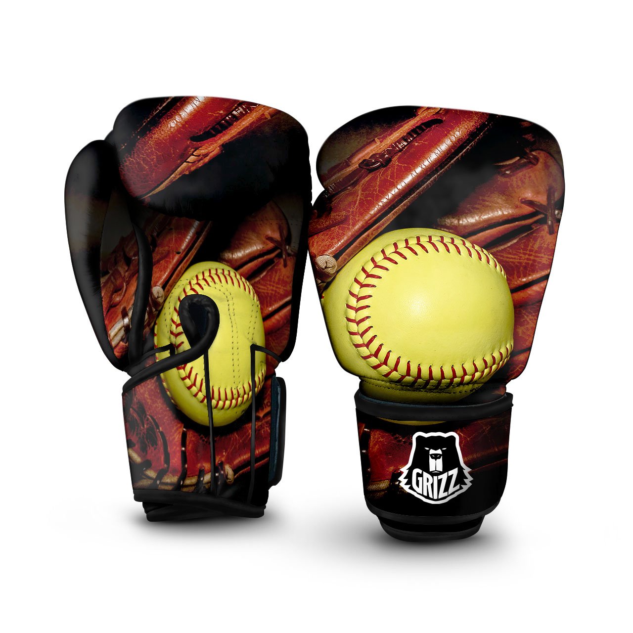 Softball Yellow Print Boxing Gloves-grizzshop