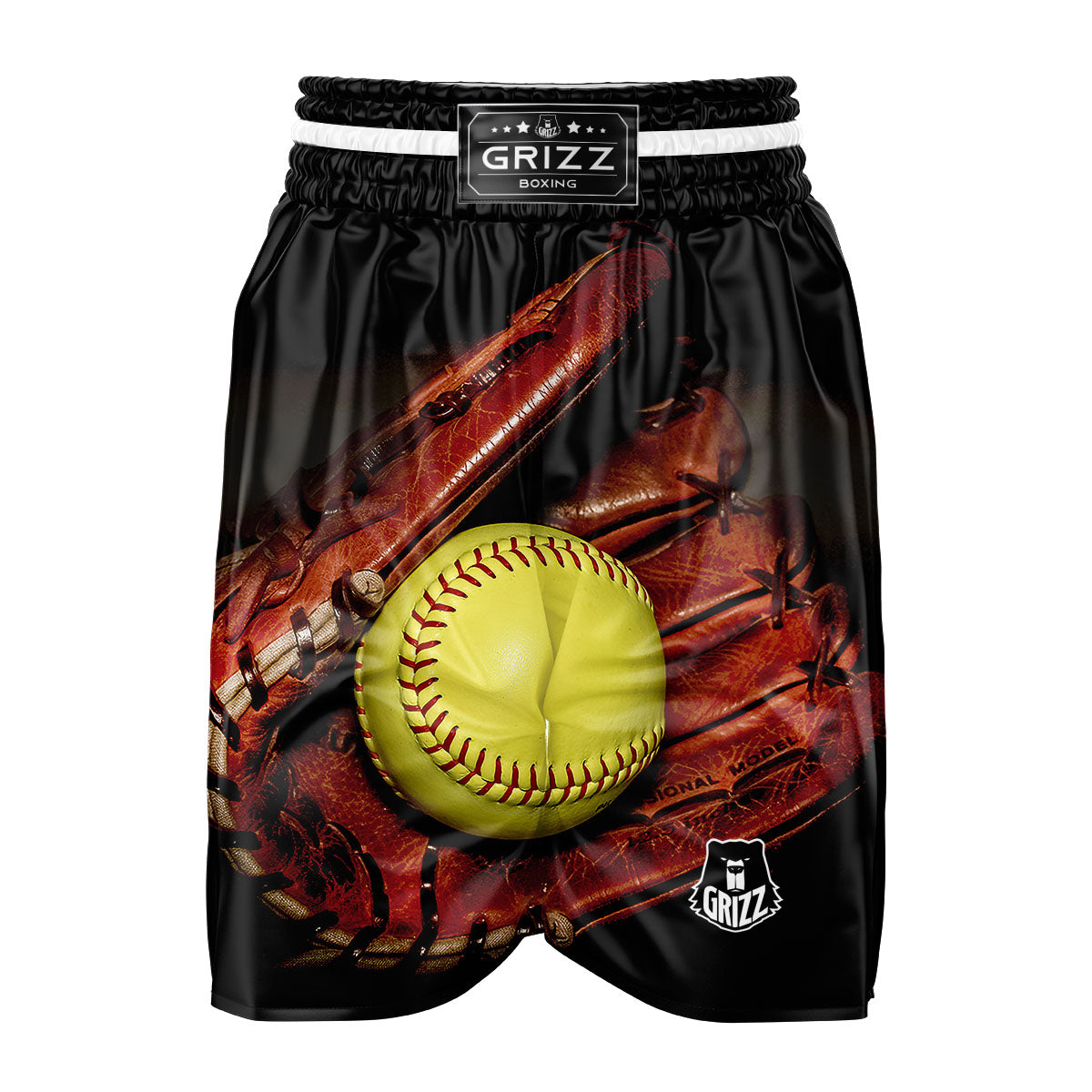 Softball Yellow Print Boxing Shorts-grizzshop