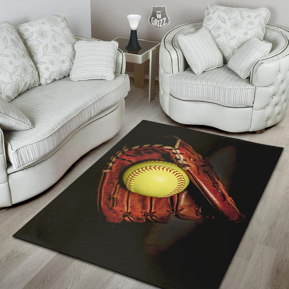 Softball Yellow Print Floor Mat-grizzshop