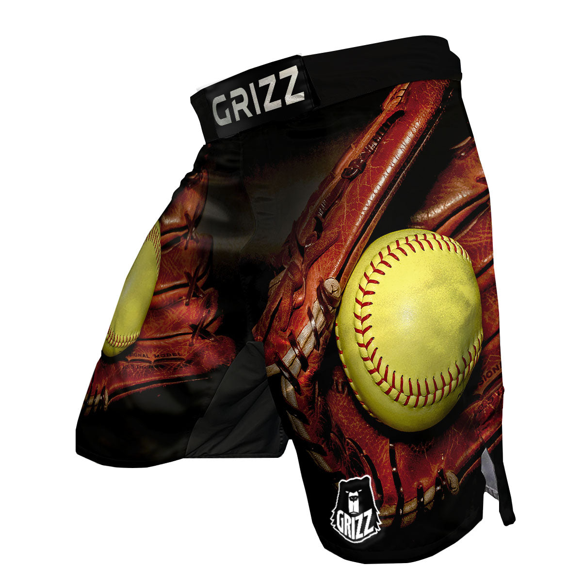 Softball Yellow Print MMA Shorts-grizzshop