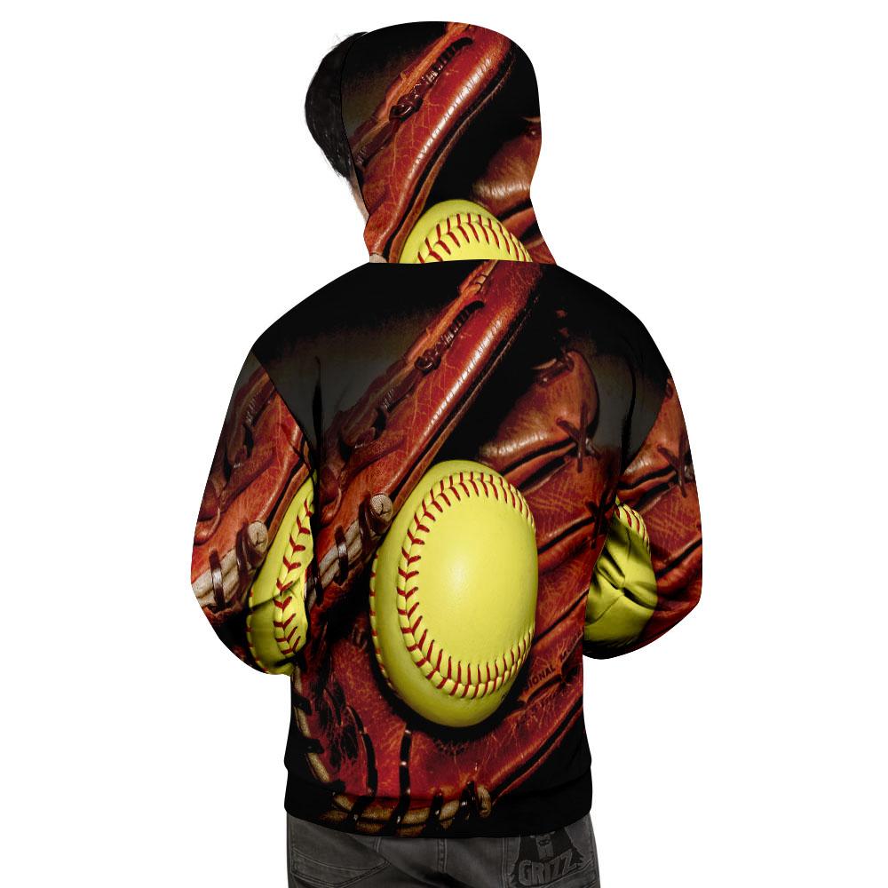 Softball Yellow Print Men's Hoodie-grizzshop