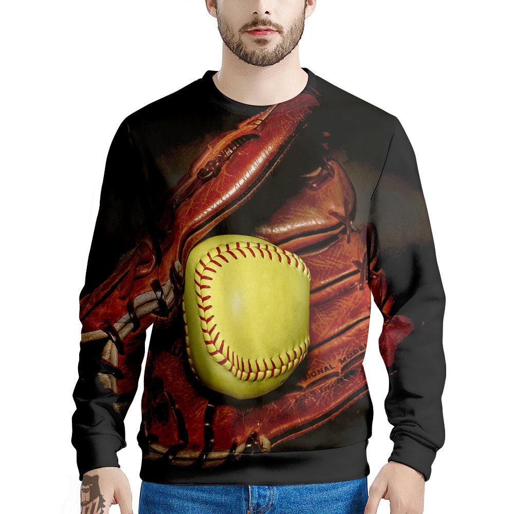 Softball Yellow Print Men's Sweatshirt-grizzshop