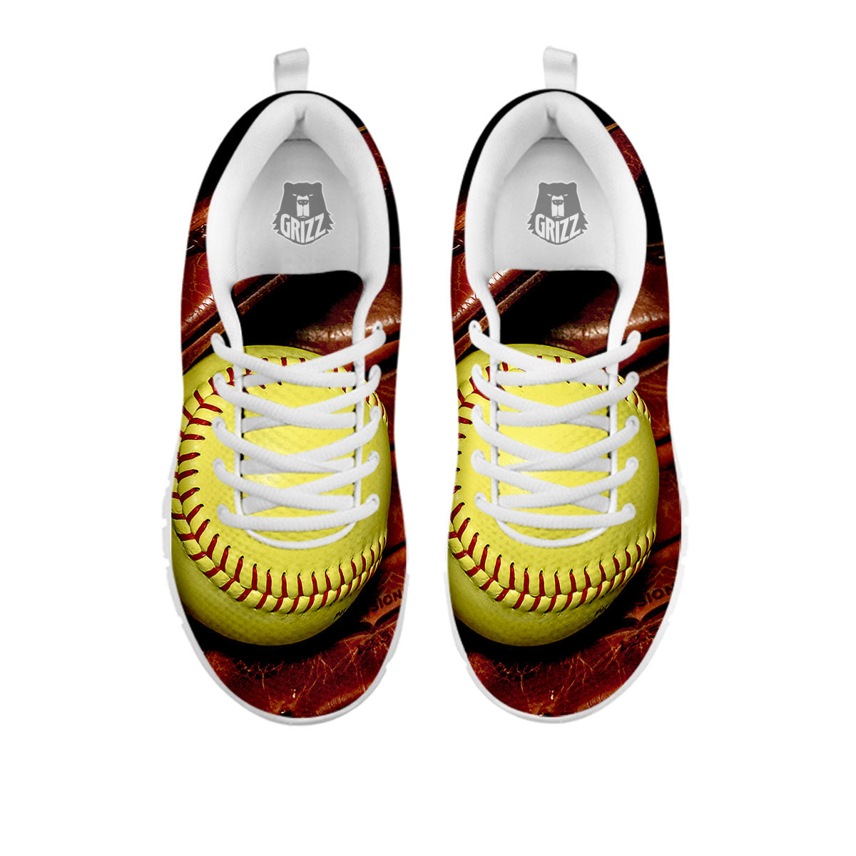Softball Yellow Print White Sneaker-grizzshop