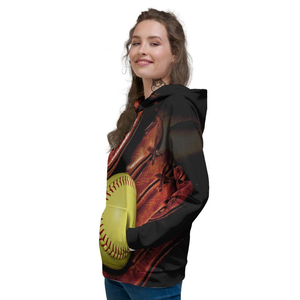 Softball Yellow Print Women's Hoodie-grizzshop