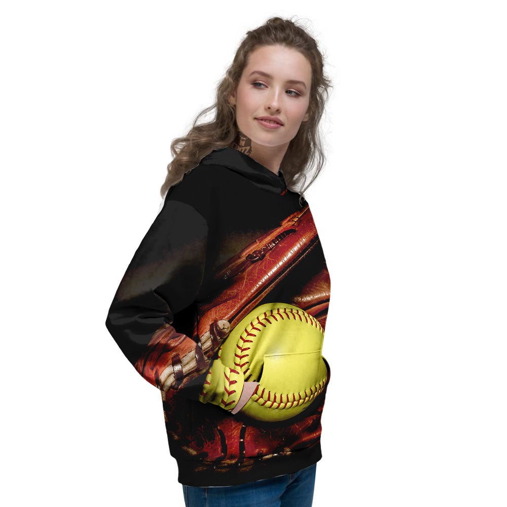 Softball Yellow Print Women's Hoodie-grizzshop