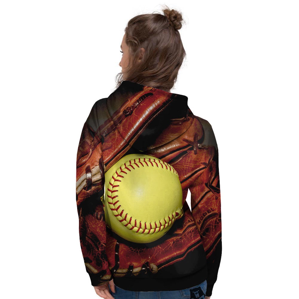 Softball Yellow Print Women's Hoodie-grizzshop