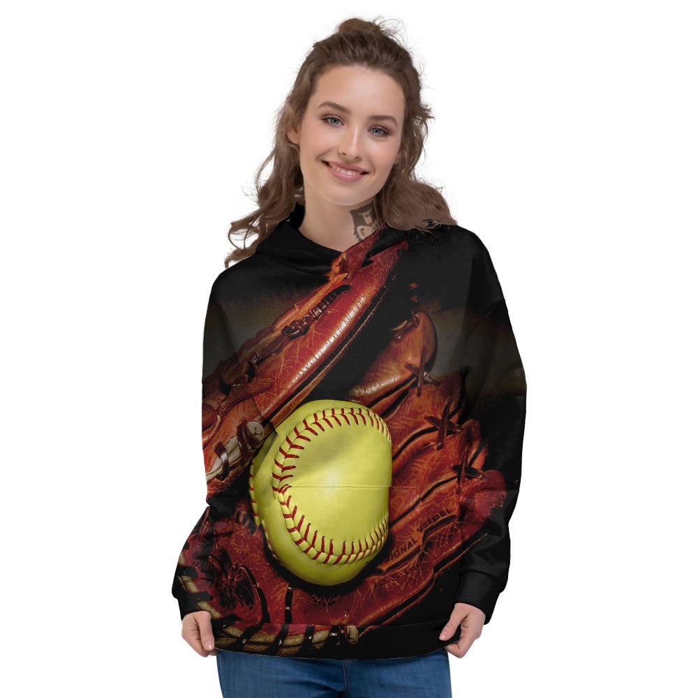 Softball Yellow Print Women's Hoodie-grizzshop