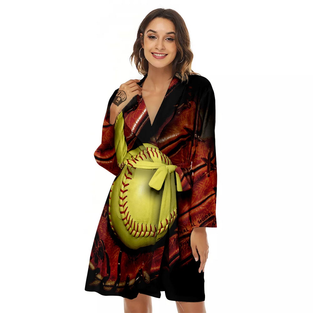 Softball Yellow Print Women's Robe-grizzshop