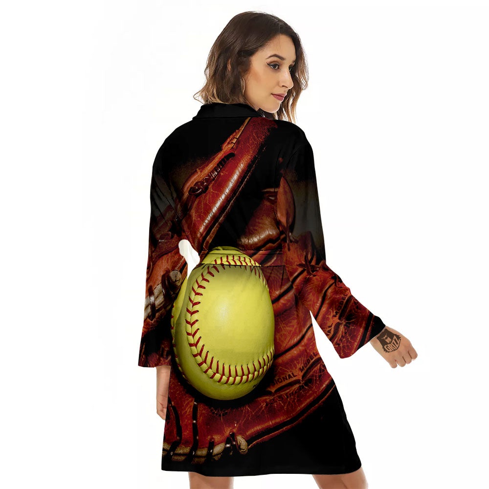 Softball Yellow Print Women's Robe-grizzshop