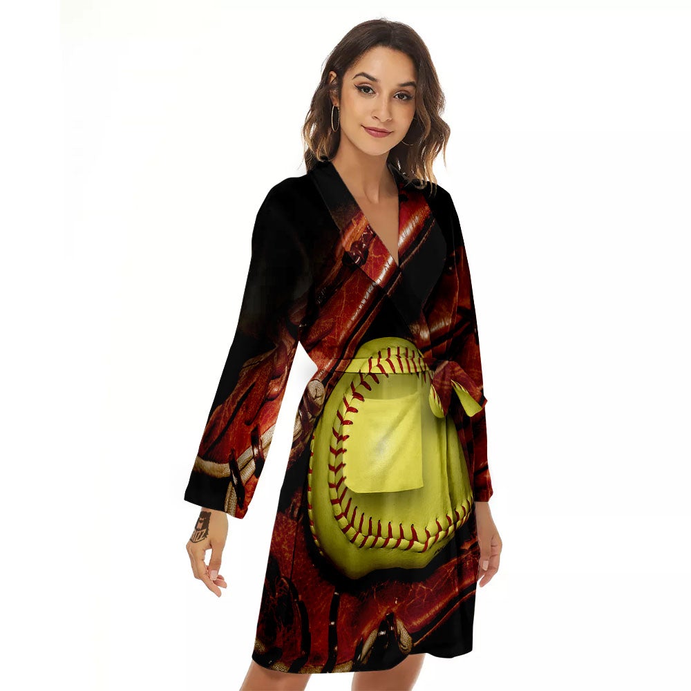Softball Yellow Print Women's Robe-grizzshop