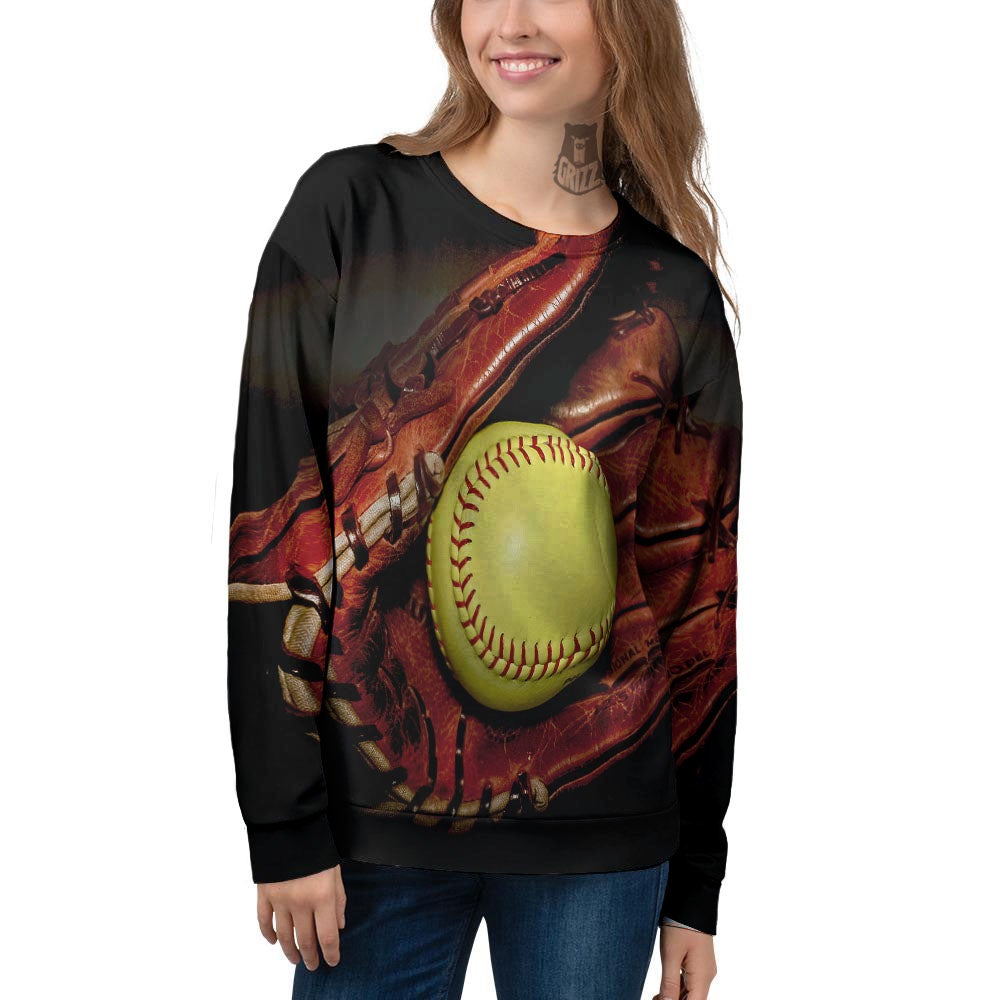 Softball Yellow Print Women's Sweatshirt-grizzshop