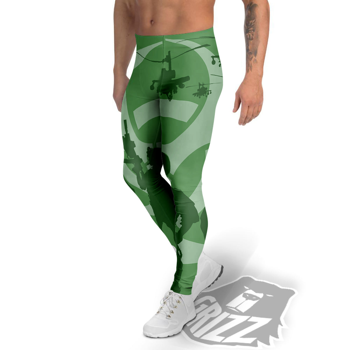 Soldiers And Biohazard Print Men's Leggings-grizzshop