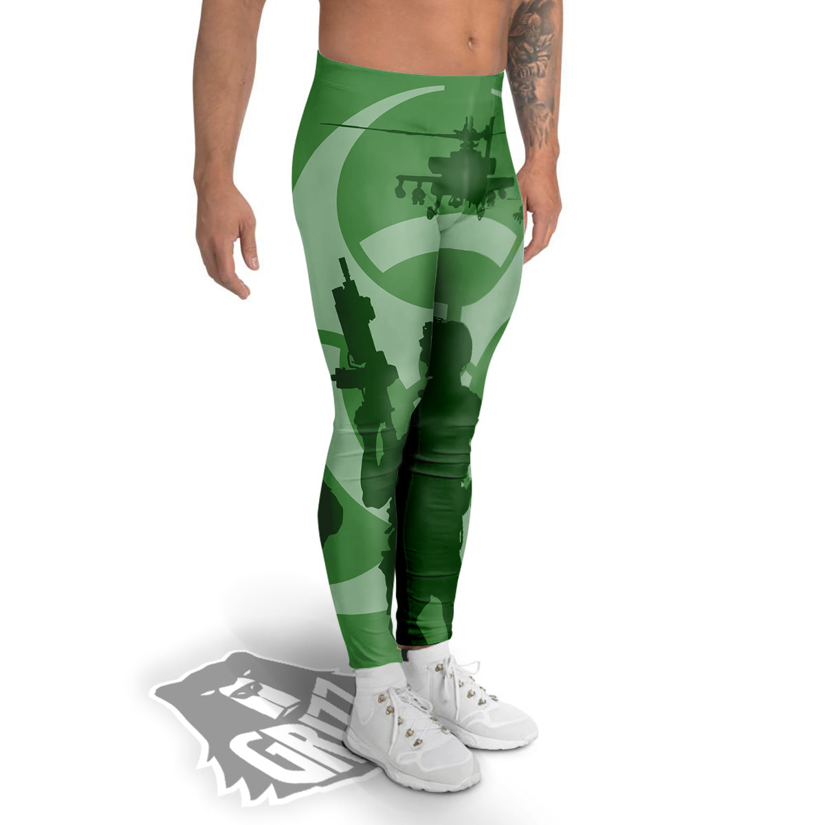 Soldiers And Biohazard Print Men's Leggings-grizzshop