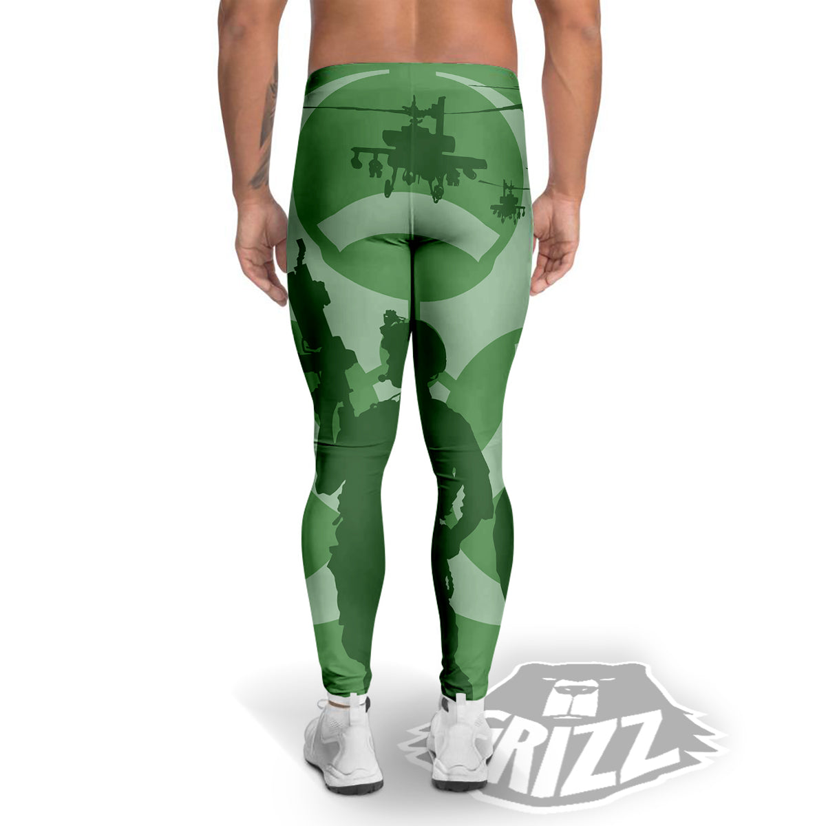 Soldiers And Biohazard Print Men's Leggings-grizzshop