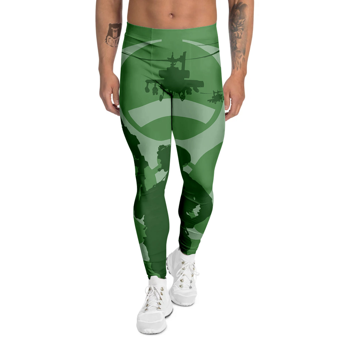 Soldiers And Biohazard Print Men's Leggings-grizzshop