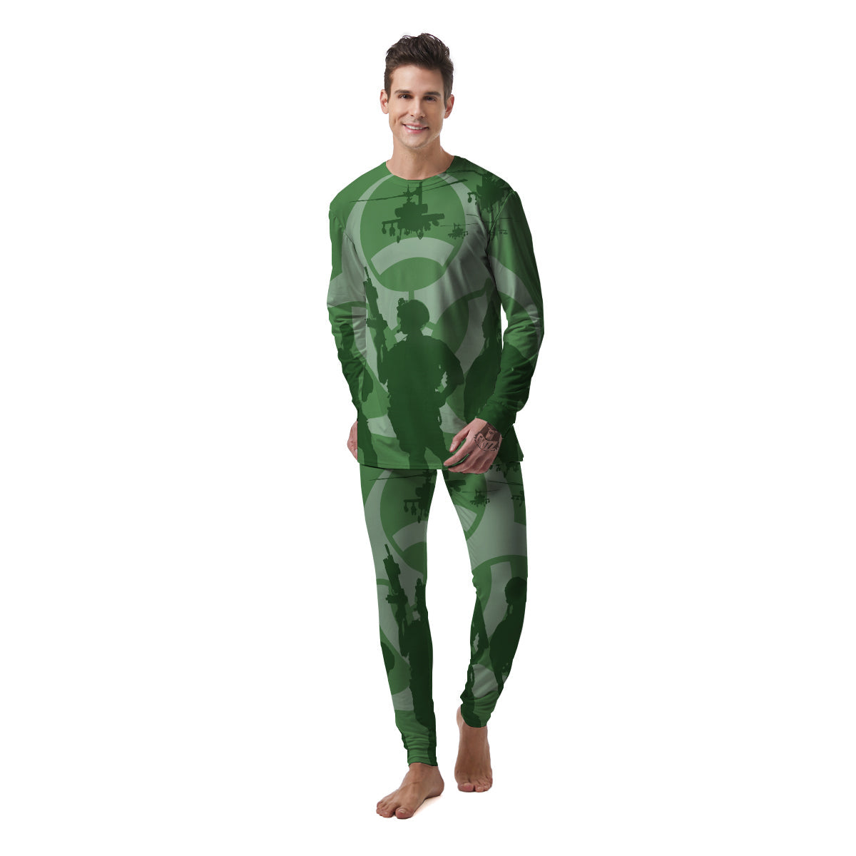 Soldiers And Biohazard Print Men's Pajamas-grizzshop