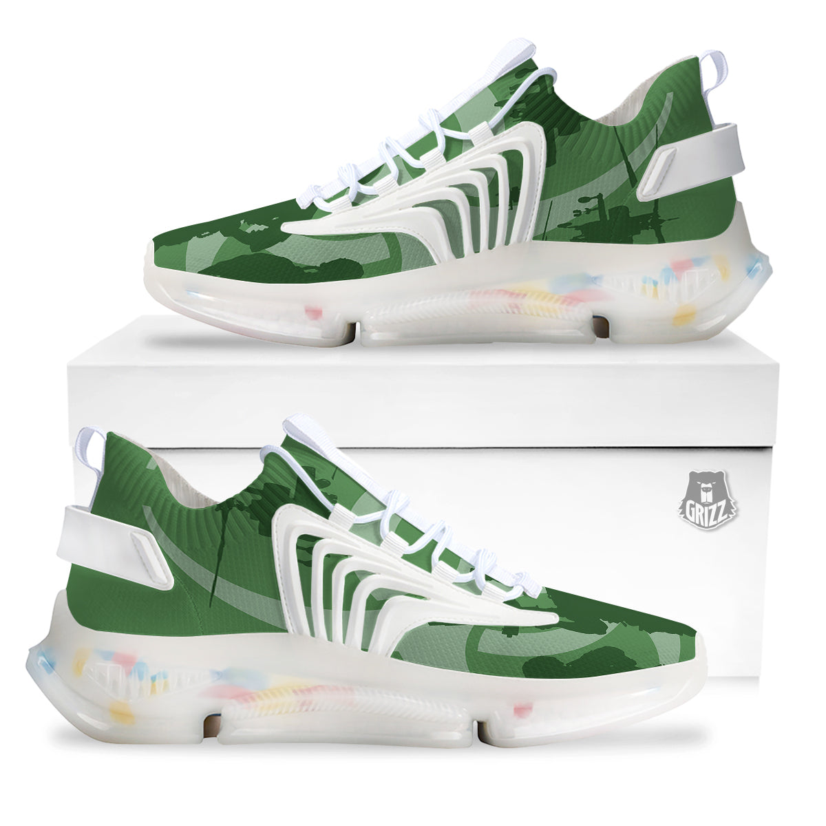 Soldiers And Biohazard Print White Gym Shoes-grizzshop