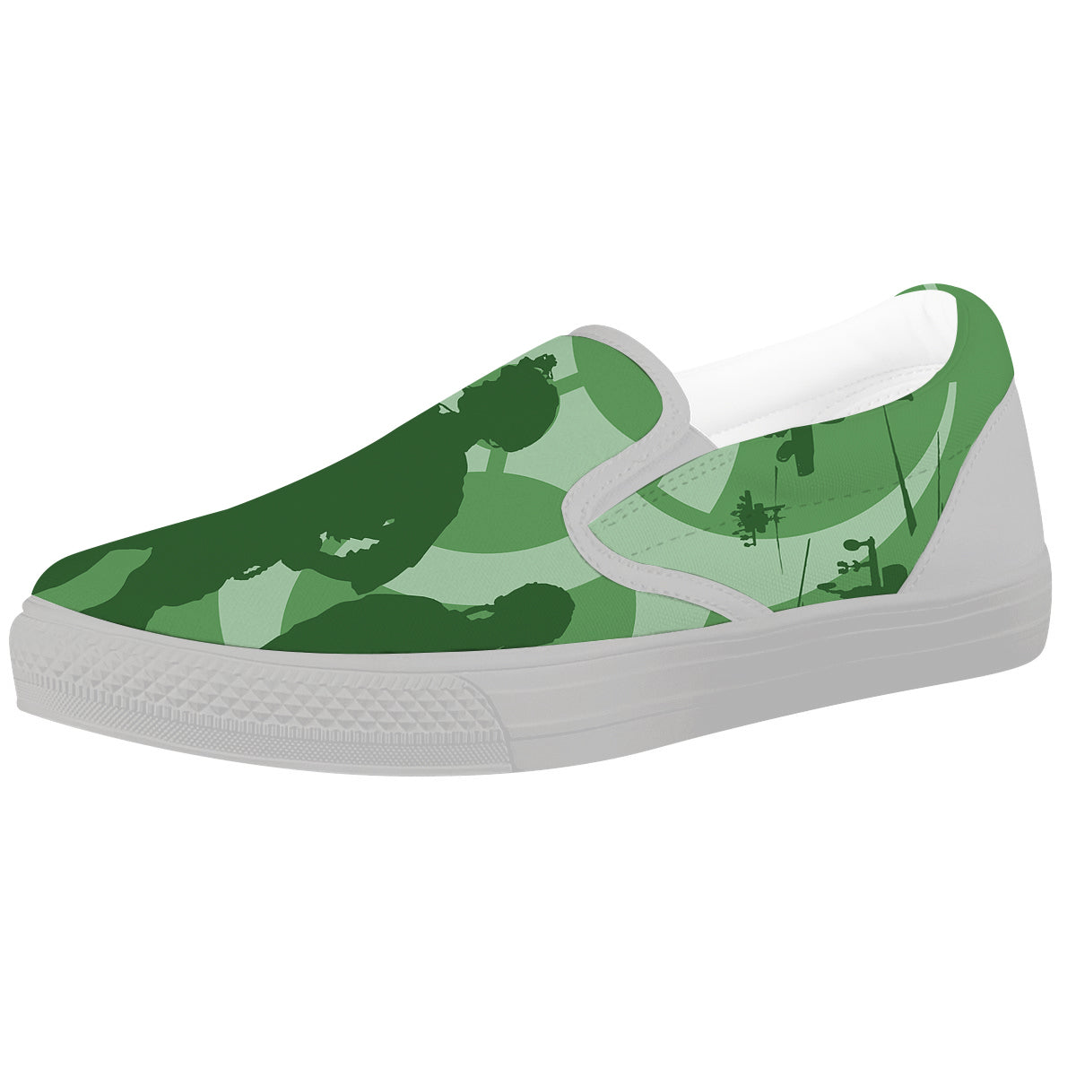 Soldiers And Biohazard Print White Slip On Shoes-grizzshop