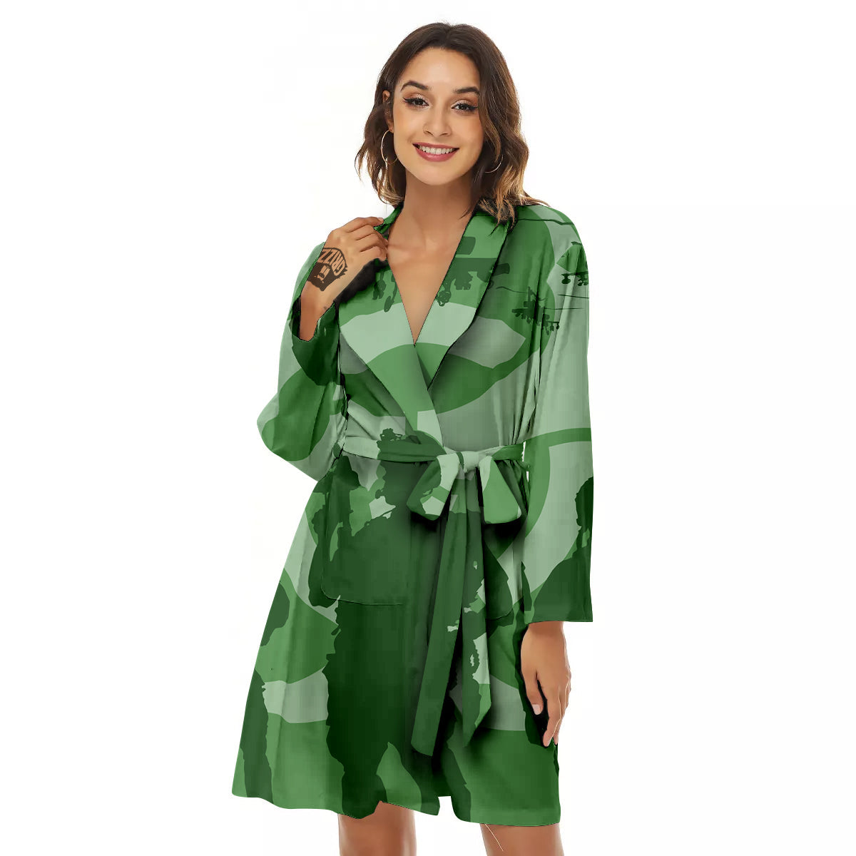 Soldiers And Biohazard Print Women's Robe-grizzshop