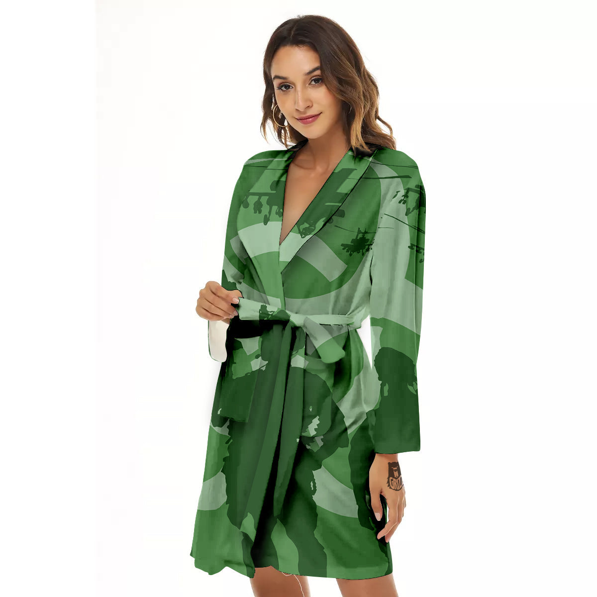Soldiers And Biohazard Print Women's Robe-grizzshop