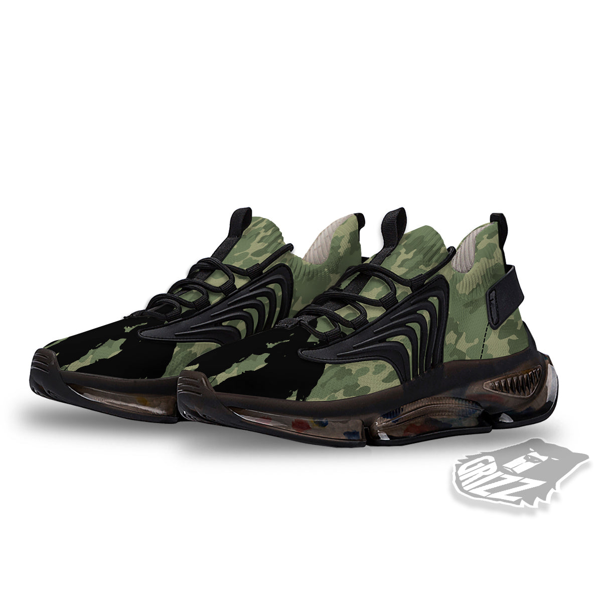 Soldiers And Camouflage Print Black Gym Shoes-grizzshop