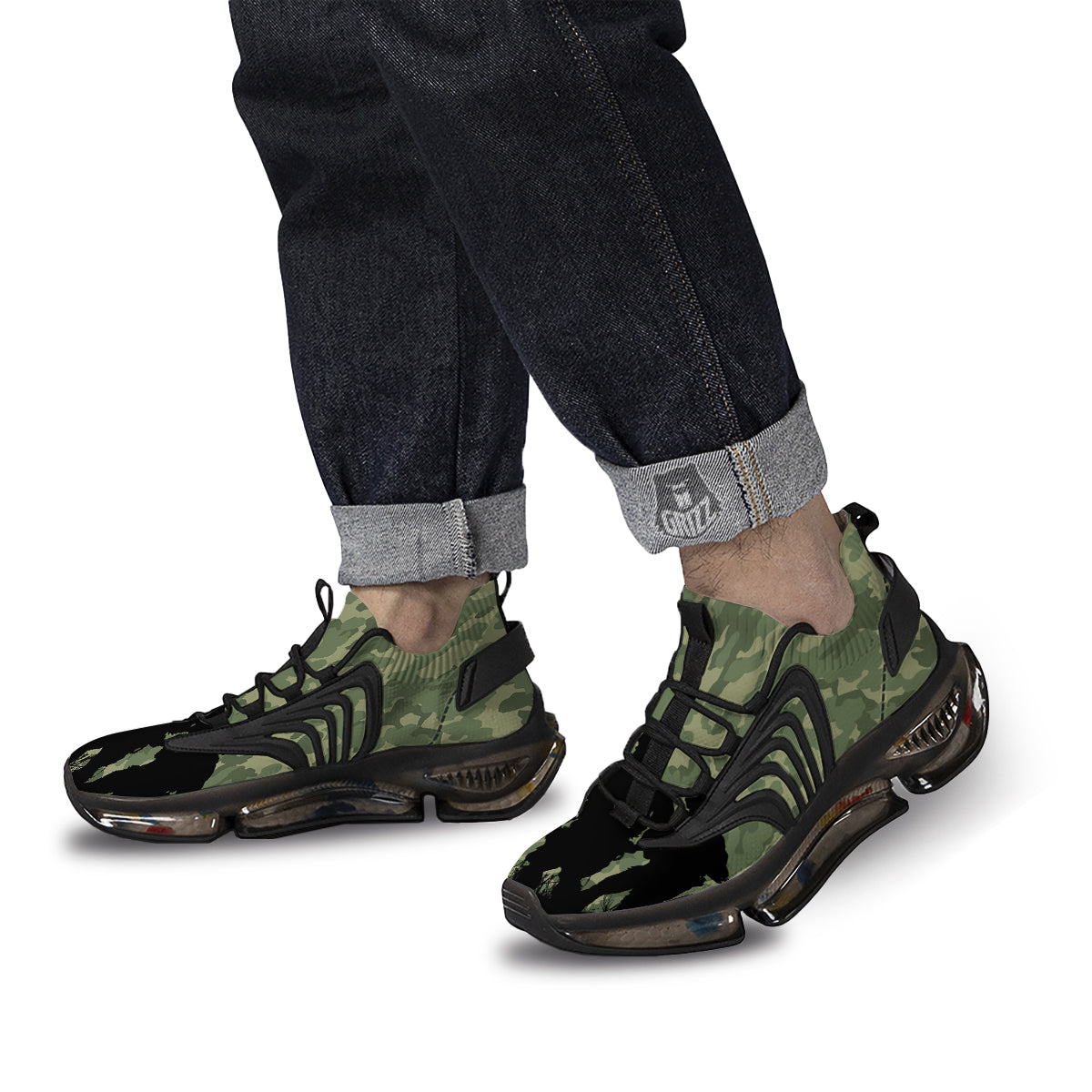 Soldiers And Camouflage Print Black Gym Shoes-grizzshop